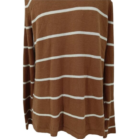Mystree Brown Striped Waterfall Cardigan Sweater Size S Knit Wrap Open Front - Picture 9 of 12